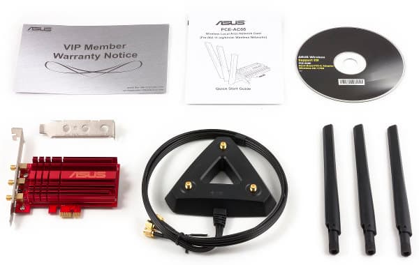 Комплект поставки беспроводного адаптера ASUS PCE-AC66