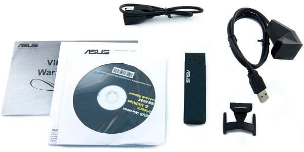 Комплект поставки беспроводного адаптера ASUS USB-AC53