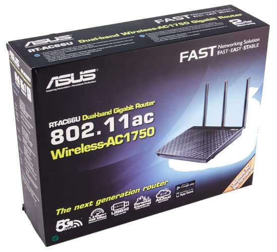 Упаковка беспроводного роутера Asus RT-AC66U