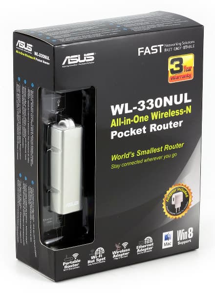 Упаковка роутера ASUS WL-330NUL