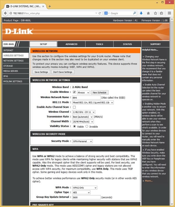 Настройка D-Link DIR-860L