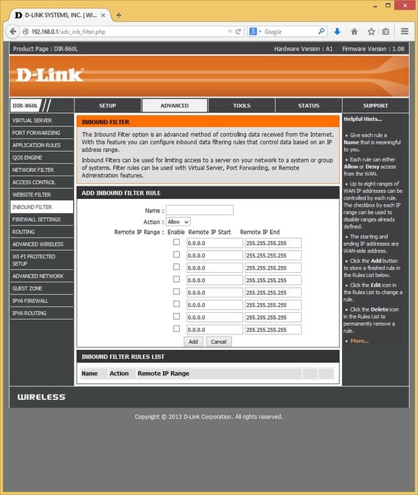 Настройка D-Link DIR-860L