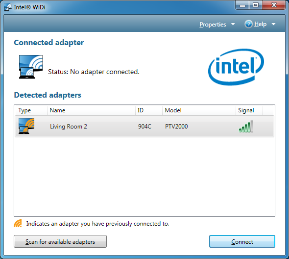 Программа настройки Intel WiDi