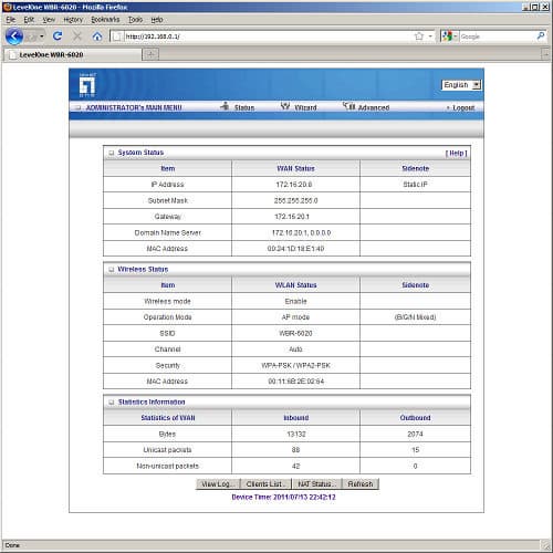 настройка маршрутизатора LevelOne WBR-6020