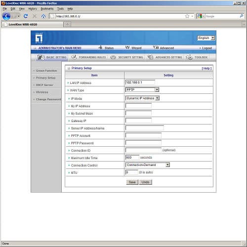 настройка маршрутизатора LevelOne WBR-6020