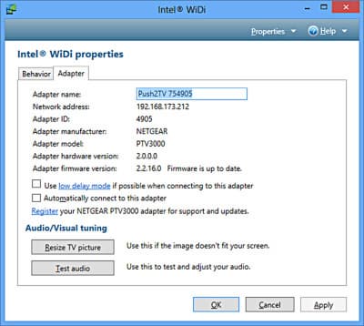 Настройка Intel WiDi