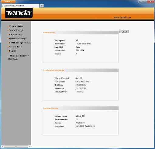 Настройка точки доступа Tenda W301A