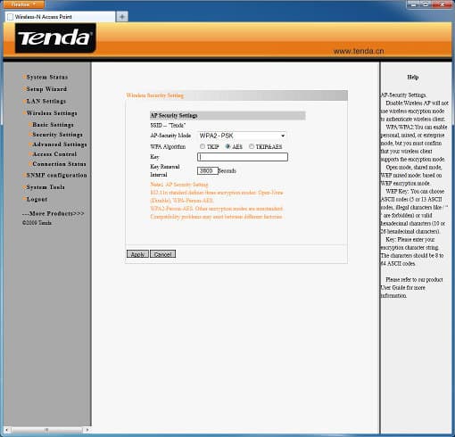 Настройка точки доступа Tenda W301A