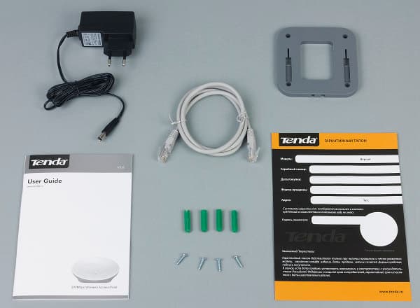 Комплект поставки точки доступа Tenda W301A