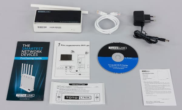 Комплект поставки Totolink N300RT