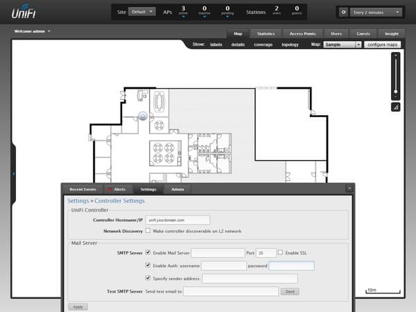 Интерфейс контроллера точек доступа Ubiquiti UniFi
