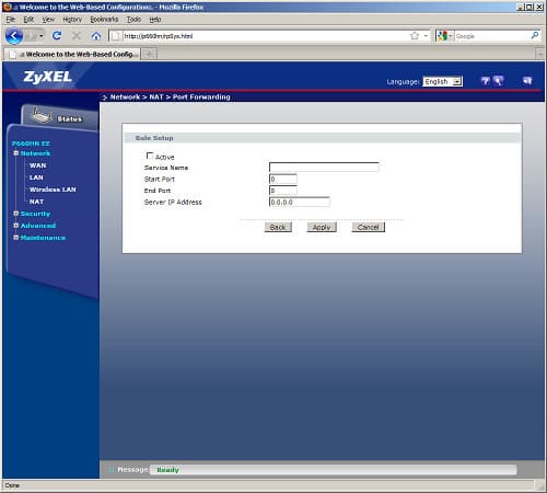 Интернет-центр ZyXEL P660HN EE: Web-интерфейс