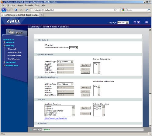 Интернет-центр ZyXEL P660HN EE: Web-интерфейс