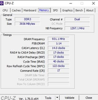 Информация об оперативной памяти на Intel Core m5-6Y57