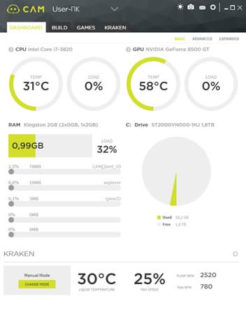 NZXT Kraken X61, CAM
