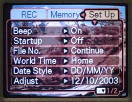 меню Casio QV-R40