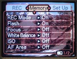 меню Casio QV-R40