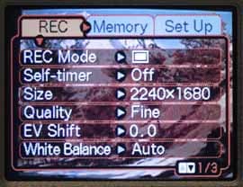 меню Casio QV-R40