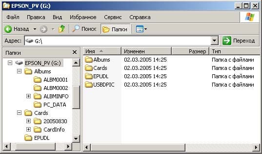 EPSON Multimedia Storage Viewer P-2000 в системе Windows XP