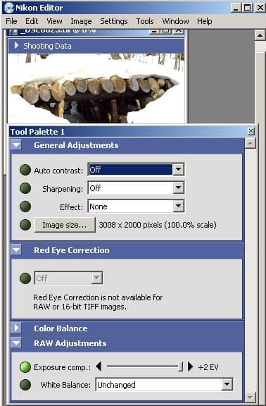 Nikon Editor, модуль преобразования .NEF файлов
