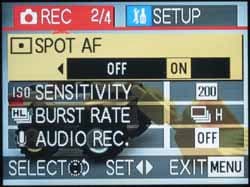 Меню Panasonic DMC-LC1