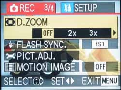 Меню Panasonic DMC-LC1