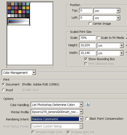 Настройки Photoshop для печати с профилем