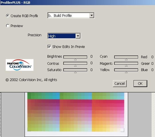Построение профиля с помощью Panton ProfilerPlus