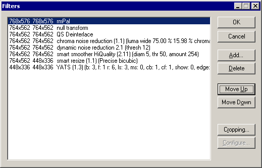VirtualDub - настройка фильтров