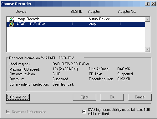 Recorder information - Nero