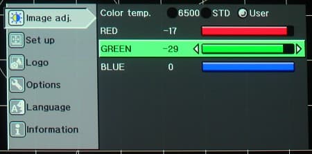 Menu-Color temp.