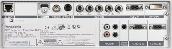 Проектор Panasonic PT-DZ570E, интерфейсы