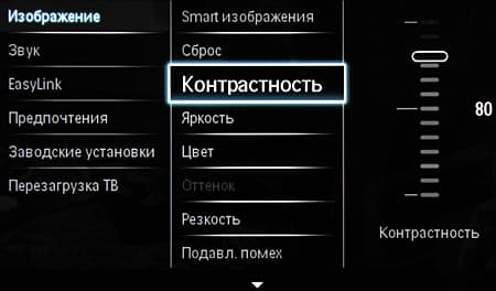 ЖК-телевизор Philips 40PFL6606H/12, меню