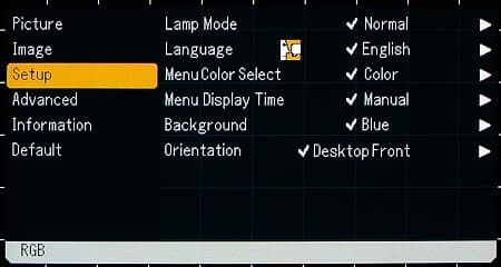 Menu-Setup-Lamp Mode