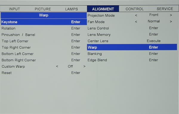 Проектор Vivitek D8800, меню
