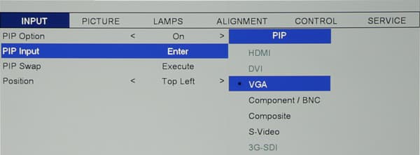 Проектор Vivitek D8800, меню