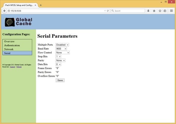 веб-интерфейс настройки адаптеров