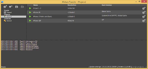 Загрузка проекта на панель iRidium Загрузка проекта на панель iRidium