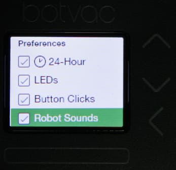 Neato Botvac Connected. Меню