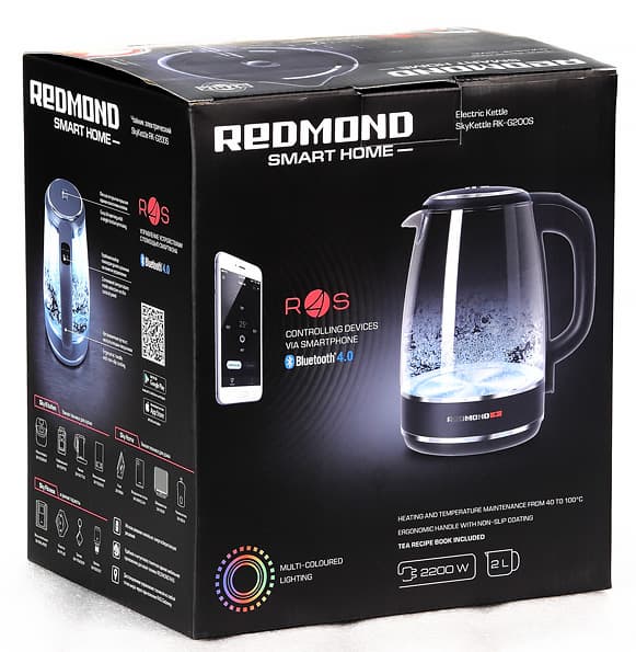 Электрический чайник Redmond RK-G200S с подсветкой и управлением по Bluetooth