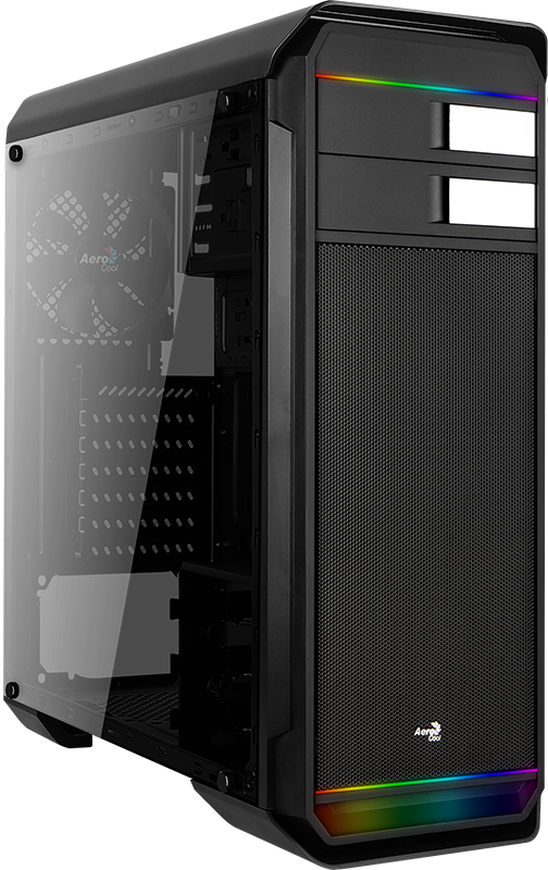 Компьютерный корпус AeroCool Aero­500G RGB украшен «сдвоенной светодиодной подсветкой»