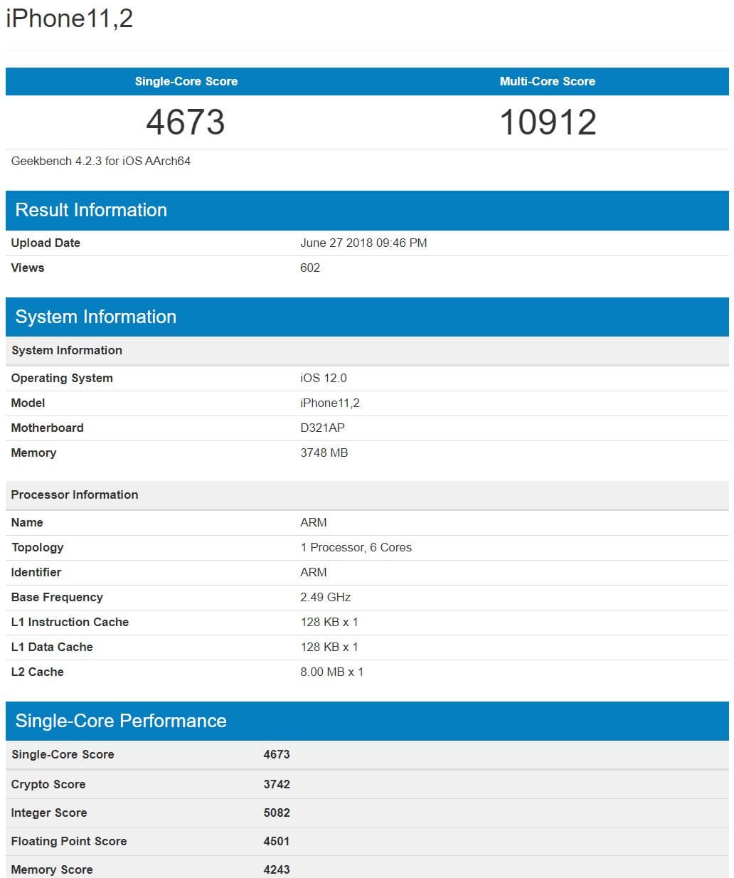 Новый iPhone по попроизводительности в Geekbench обходит предыдущего рекордсмена iPhone 8 Plus