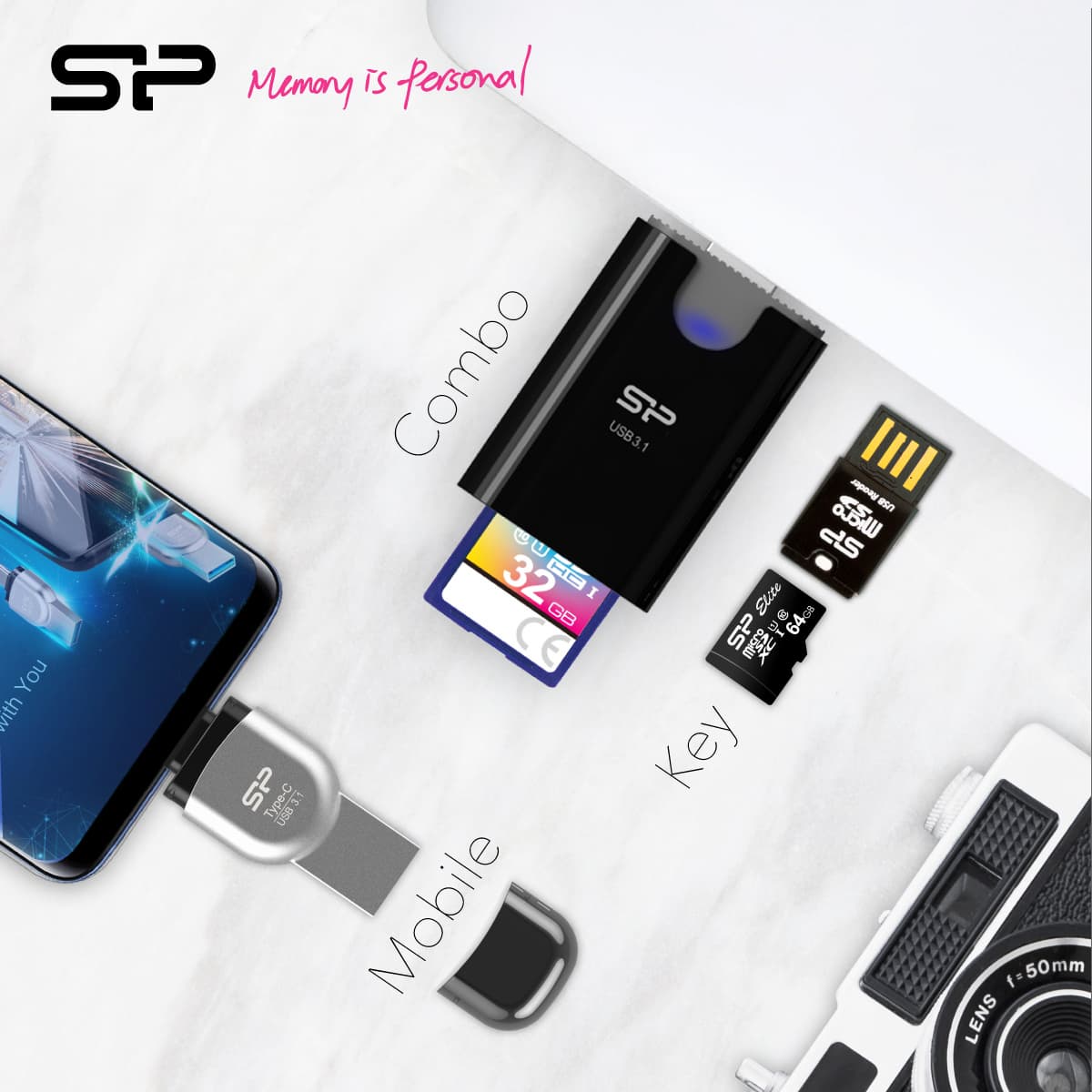 Картридер SP Mobile оснащен разъемами USB-A и USB-С