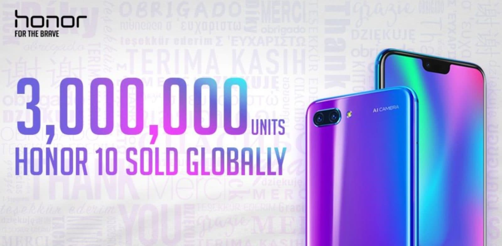 Смартфон Honor 10 менее чем за три месяца разошёлся тиражом свыше 3 млн единиц