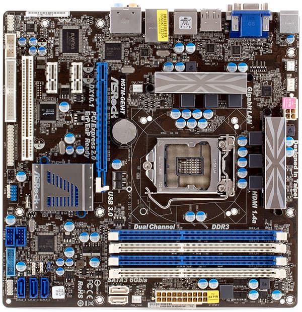 Плата ASRock H67M-GE/HT сверху