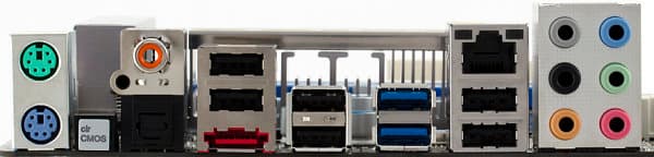 Разъемы задней панели платы ASRock P67 Pro3