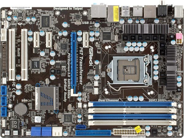 Плата ASRock P67 Transformer сверху