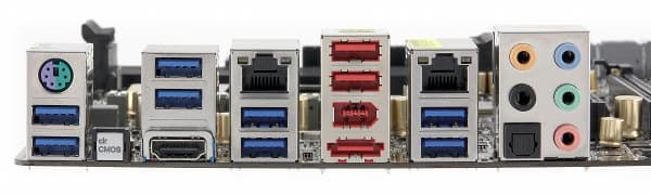 Задняя панель материнской платы ASRock Z77 Extreme9