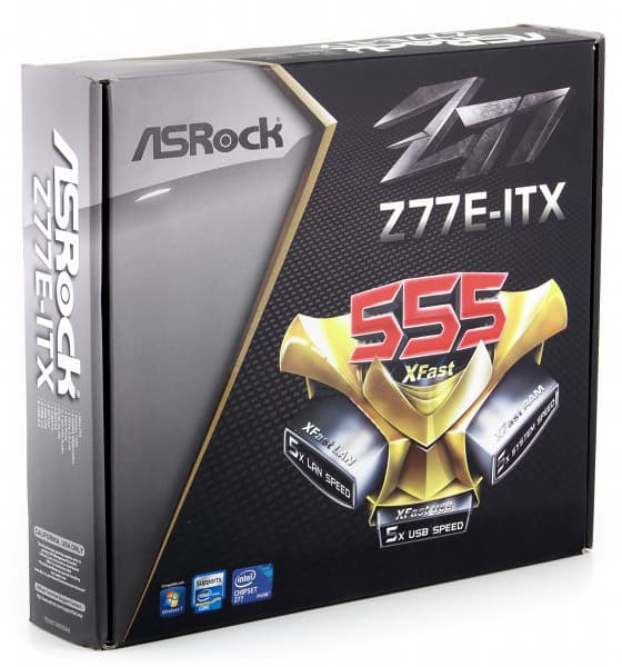 Упаковка материнской платы ASRock Z77E-ITX