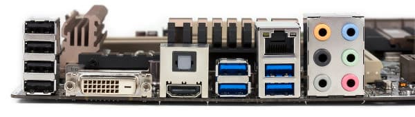 Задняя панель материнской платы ASUS Gryphon Z87 Задняя панель материнской платы ASUS Gryphon Z87